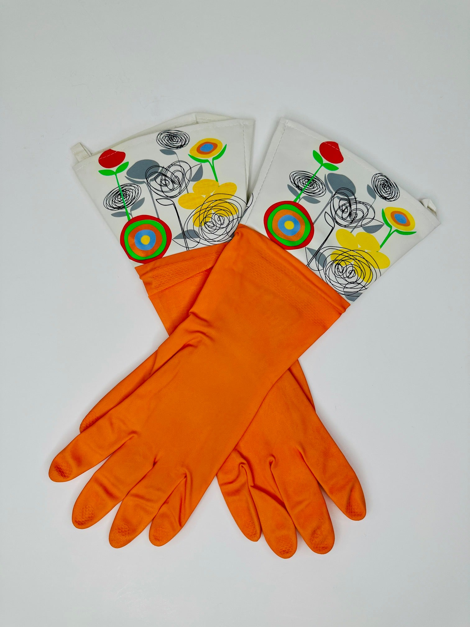 Natural Rubber Latex Cleaning Gloves Orange (2 Pair Set)