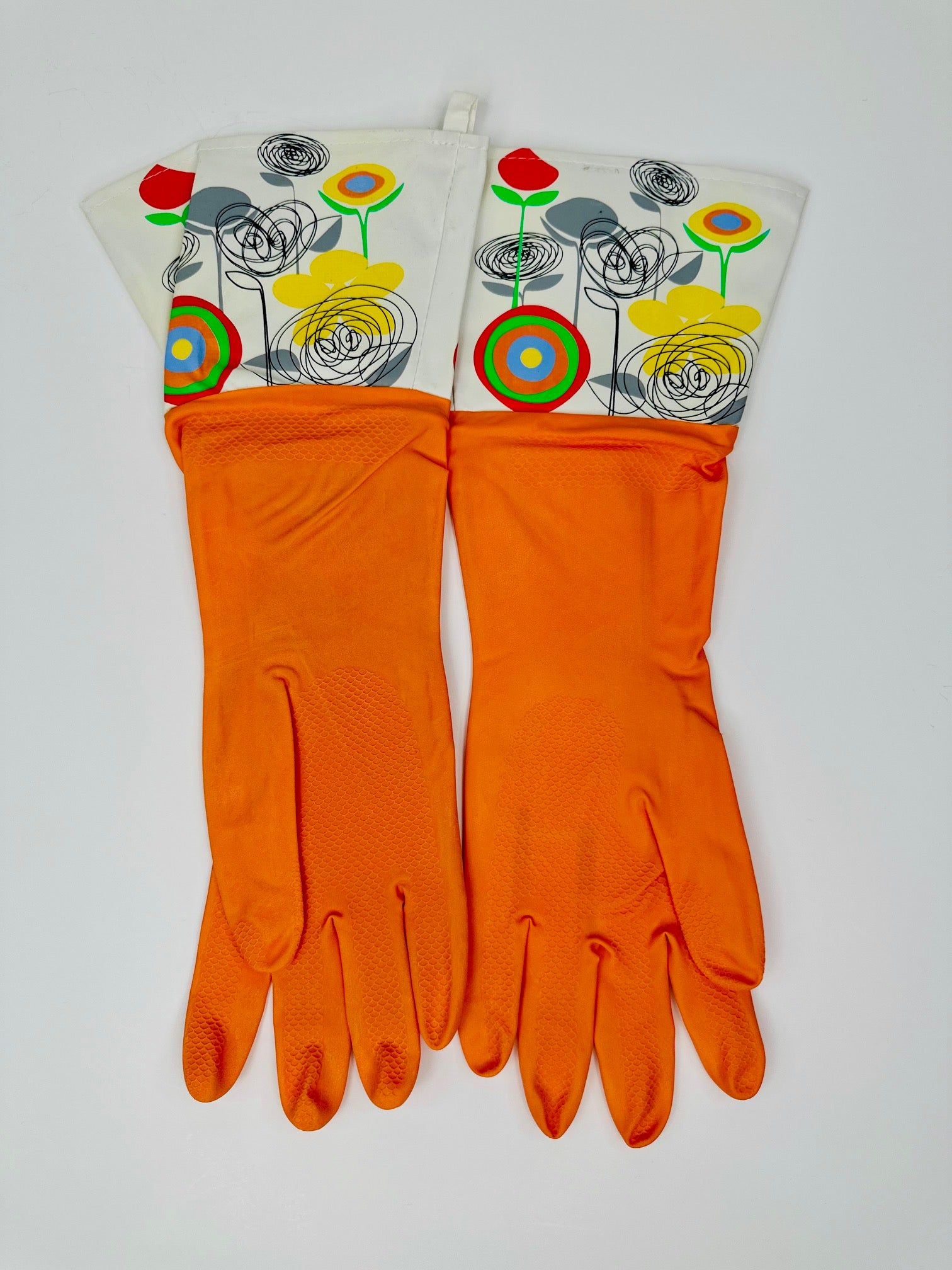 Natural Rubber Latex Cleaning Gloves Orange (2 Pair Set)